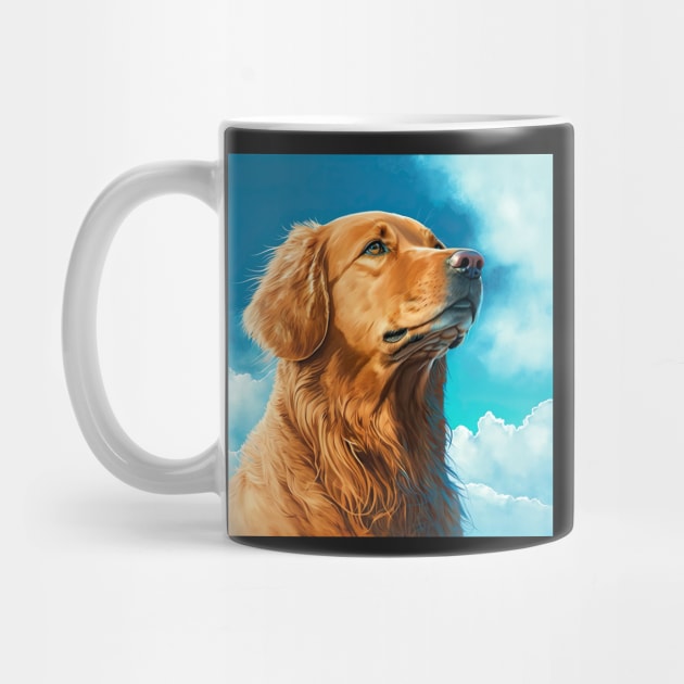 Golden Retriever Curious Dog Open Sky Illustration by unrealartwork